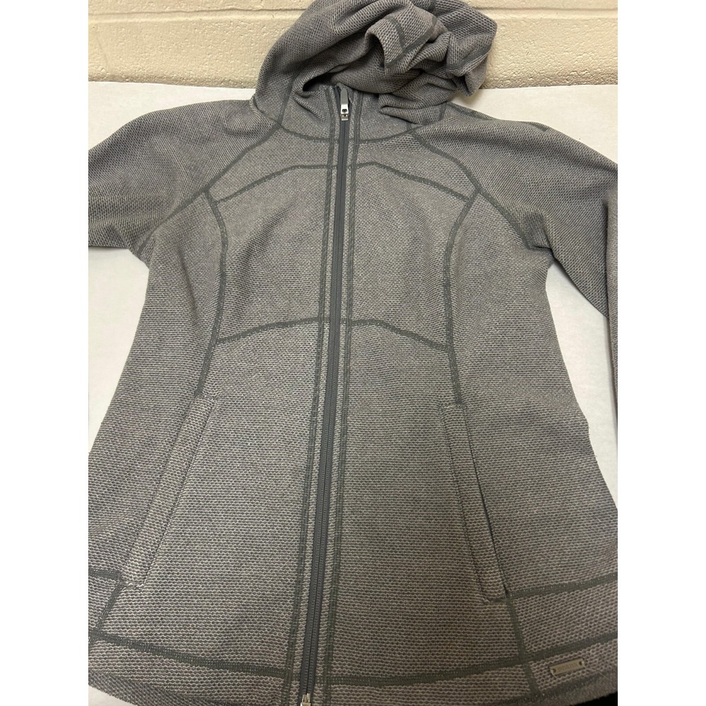 Prana Rockaway Hoodie Womens Small Gray Full Zip Up Knit Pockets Casual Fleece